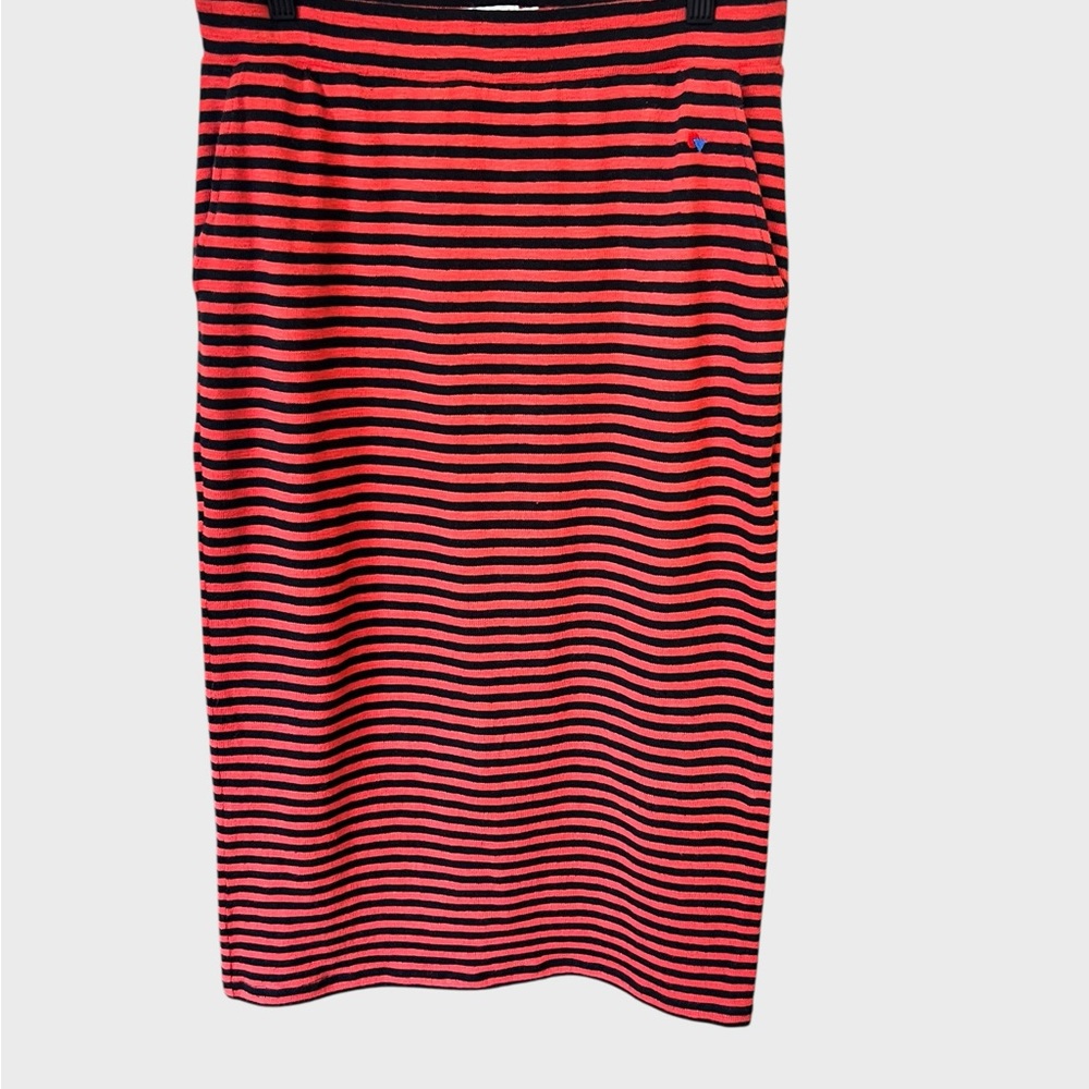 Clare V Striped Pencil Skirt in Coral and Black - Women